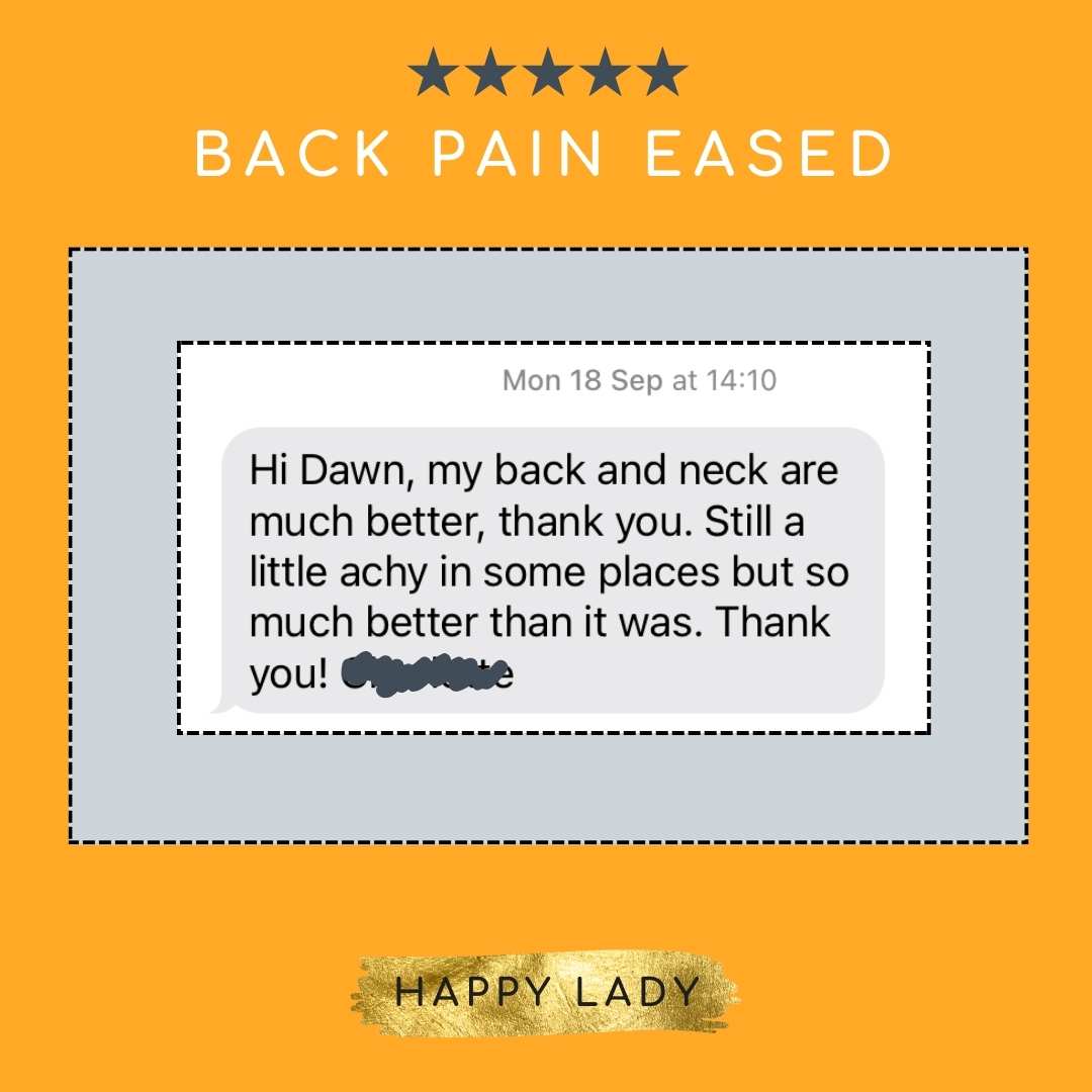 Hi Dawn, my back and neck are much better, than you. Still a little achy in some places, but so much better then it was, thank you.